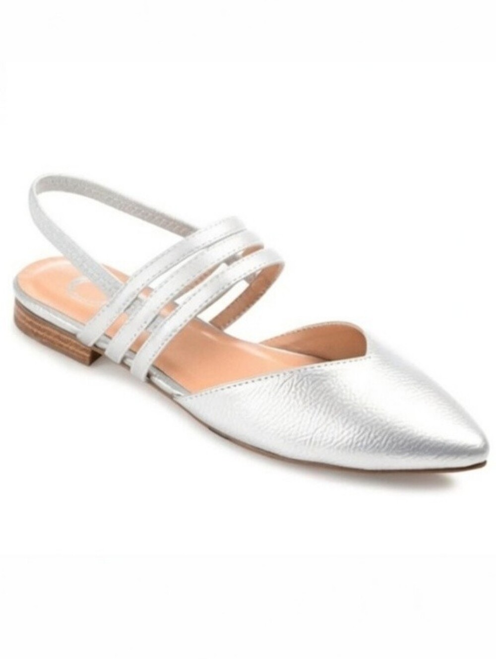 JOURNEE COLLECTION Womens Silver Goring Brinney Pointed Toe Slip On Slingback 8